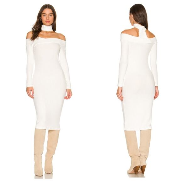 LNA X REVOLVE Encounter Off the Shoulder Midi Dress In White Size S NWT - Picture 2 of 13